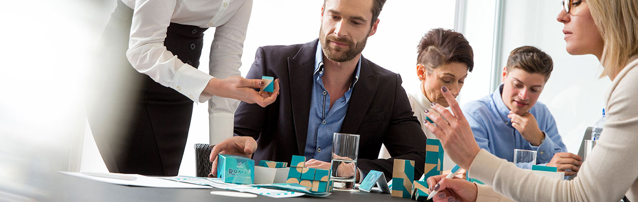 Rombi being used in a board meeting